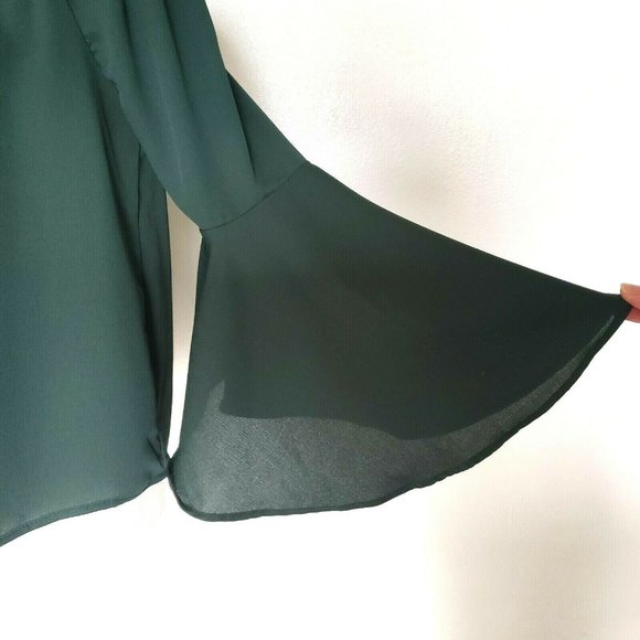 Haute Monde Off The Shoulder Forest Green Blouse M - Picture 5 of 7